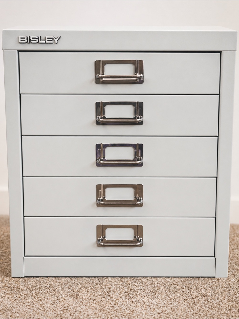 Light Robin Egg Blue 5-Drawer Metal Storage Chest for Desktop Organization